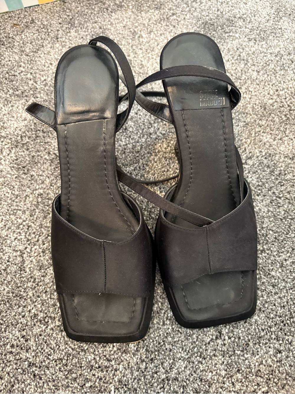 Steve Madden Black Strappy Square-Toe Women's Sandals